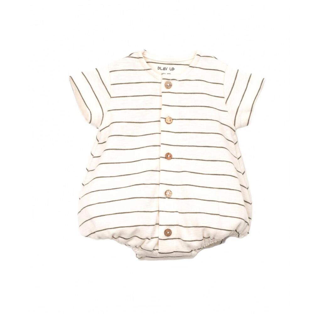 NEW PLAY UP baby's striped rib flame jumpsuit in beige